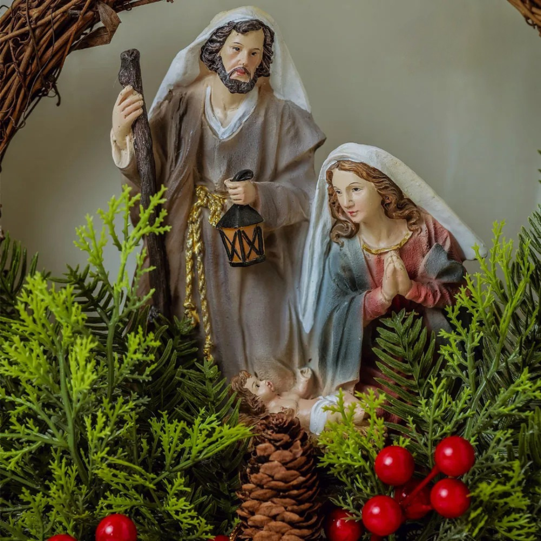 Guirlanda Presépio Sagrada Família em Resina – 40cm