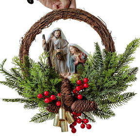 Guirlanda Presépio Sagrada Família em Resina – 40cm