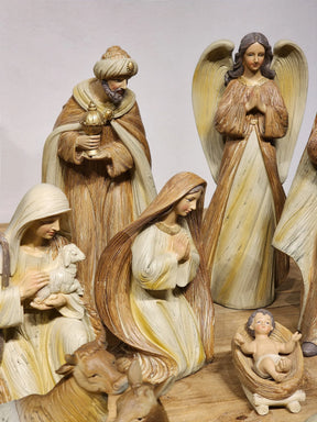 Presépio em Resina Marrom • 12 Peças • 30cm