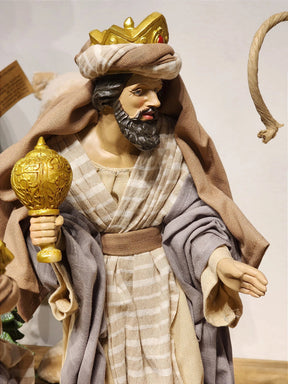 Presépio em Resina com Tecido Natural • 11 Peças • 40cm