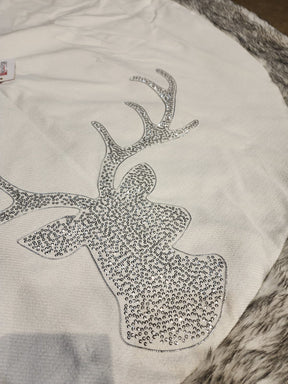 SAIA DE ÁRVORE RENA PRATA COM BRANCO LUXO