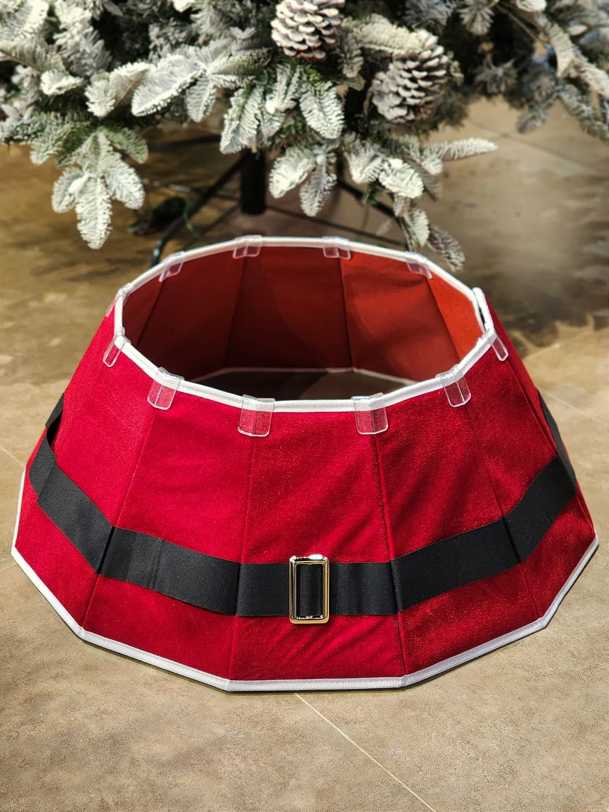 Saia Rígida para Árvore de Natal 68cm • Cinto Noel Vermelho e Branco