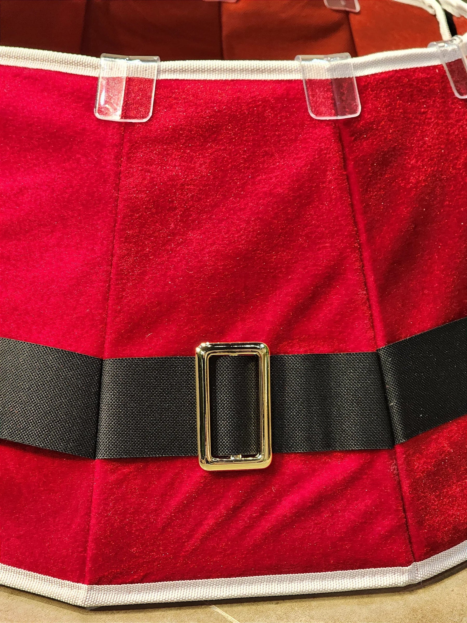 Saia Rígida para Árvore de Natal 68cm • Cinto Noel Vermelho e Branco